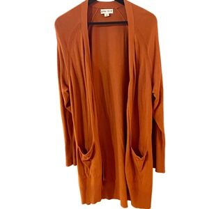 AVA & VIV Women's Orange Long Sleeve Open Front Cardigan Sweater Pockets Size X